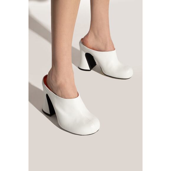 MARNI Sabot White 110mm Leather Mules Sz. 40